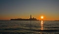 Sunset over the church of San Giorgio Maggiore seen from Venice Italy Royalty Free Stock Photo