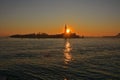 Sunset over the church of San Giorgio Maggiore  seen from Venice  Italy Royalty Free Stock Photo