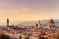 Sunset over the city of Florence, Italy. panoramic view. Royalty Free Stock Photo