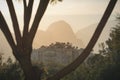 Sunset over the city with mountains in the background (Antalya, Turkey) - Turkish public housing Royalty Free Stock Photo