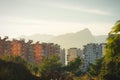 Sunset over the city with mountains in the background (Antalya, Turkey) - Turkish public housing Royalty Free Stock Photo