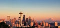 Sunset over the city of Seattle Washington during a nice summer Royalty Free Stock Photo