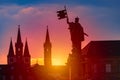 Sunset over city of Wurzburg in Bavaria, Germany Royalty Free Stock Photo