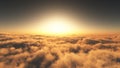 sunset over clouds, sun ray Royalty Free Stock Photo