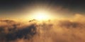 sunset over clouds, sun ray Royalty Free Stock Photo