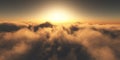 sunset over clouds, sun ray Royalty Free Stock Photo