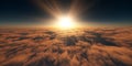 sunset over clouds, sun ray Royalty Free Stock Photo
