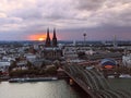 Sunset over Cologne, cloudy sky Royalty Free Stock Photo