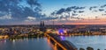 Sunset over cologne in germany Royalty Free Stock Photo