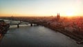 Sunset over Cologne Germany with the Cologne cathedral in the background Royalty Free Stock Photo