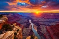 Sunset over the Colorado River, Grand Canyon National Park, Arizona, AI Generated Royalty Free Stock Photo