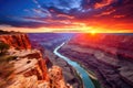 Sunset over the Colorado River, Grand Canyon National Park, Arizona, USA, A breathtaking panoramic view of the Grand Canyon at