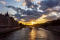 Sunset over Conciergerie - Paris, France Royalty Free Stock Photo