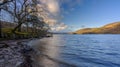 Sunset over Coniston Water from Brown Howe point, Lake District National Park Royalty Free Stock Photo