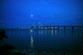 Sunset over the Constitution Bridge, called La Pepa, in the bay of CÃÂ¡diz, Andalusia. Spain.