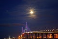 Sunset over the Constitution Bridge, called La Pepa, in the bay of CÃÂ¡diz, Andalusia. Spain.