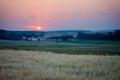 Sunset over corn field, summer evening Royalty Free Stock Photo