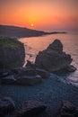 Sunset over Cornish coast Royalty Free Stock Photo