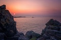 Sunset over Cornish coast Royalty Free Stock Photo