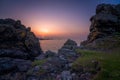 Sunset over Cornish coast Royalty Free Stock Photo