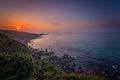 Sunset over Cornish coast Royalty Free Stock Photo