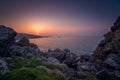 Sunset over Cornish coast Royalty Free Stock Photo