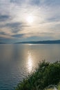 Sunset over croatias mediterranean cliffs, ocean view Royalty Free Stock Photo