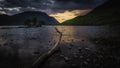 Sunset over Crummock water in Lake District Royalty Free Stock Photo
