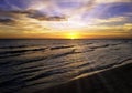 Sunset over the Cuban beach with visible sun rays Royalty Free Stock Photo