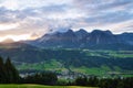 Sunset over Dachstein mountains range in Northern Limestone Alps Schladming Royalty Free Stock Photo