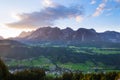 Sunset over Dachstein mountains range in Northern Limestone Alps Schladming Royalty Free Stock Photo