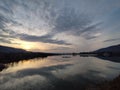 Sunset over dam in Pravets located in Bulgaria