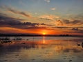 Sunset over Danube Delta, scenery view Royalty Free Stock Photo