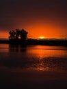Sunset over Danube Delta, scenery view Royalty Free Stock Photo