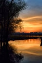 Sunset over Danube River and Galati City, Romania Royalty Free Stock Photo