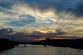 Sunset over Danube river in Bratislava, Slovakia Royalty Free Stock Photo