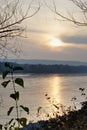 Sunset over Danube river Royalty Free Stock Photo