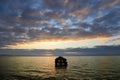 Sunset over the defunct inaccessible section of Berkeley Pier Royalty Free Stock Photo