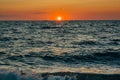 Sunset over the Delaware Bay at Sunset Beach, in Cape May, New Jersey Royalty Free Stock Photo