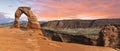 Sunset over Delicate Arch in the USA Royalty Free Stock Photo