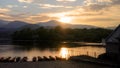 Sunset over Derwentwater, Keswick, Lake District, UK Royalty Free Stock Photo