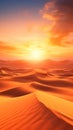 A sunset over a desert with sand dunes Royalty Free Stock Photo