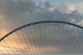 The sunset over the detail of biggest ferris wheel in the world located in Blue Water Island, UAE Royalty Free Stock Photo