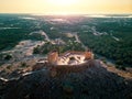 Sunset over Dhayah Fort in North Ras Khaimah aerial view