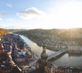 08.12.2023 - Sunset over Dinant city, historical part of the city in the province of Namur, region Wallonia, Belgium Royalty Free Stock Photo