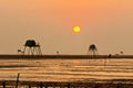 Sunset over Dong Chau beach in Thai Binh, Vietnam. Royalty Free Stock Photo