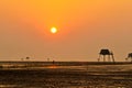 Sunset over Dong Chau beach in Thai Binh, Vietnam. Royalty Free Stock Photo