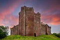 Sunset over Doune Castle in the Stirling district, Scotland.