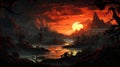 Sunset Over Dragoncore Landscape: A Romantic Hikecore Adventure
