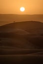 Sunset over the dunes, Morocco, Sahara Desert Royalty Free Stock Photo